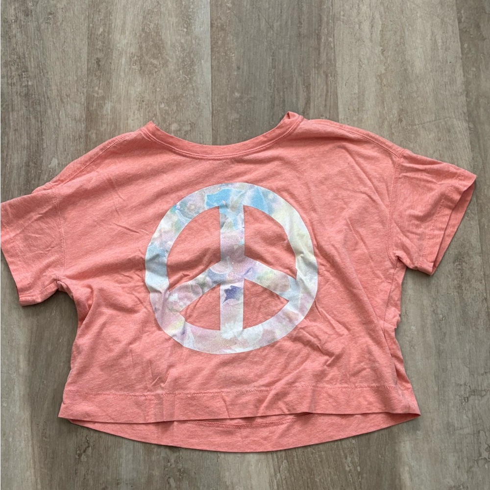 Old Navy Coral Peace Sign Crop Top